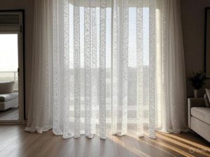 Motorized eyelet curtains being installed by experts in Lusail, Doha